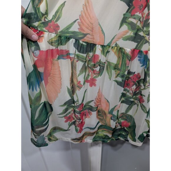 G by Guliana Printed Aria Mesh Tiered Maxi Skirt Green Tropical Parrot Sz 2X - Picture 13 of 15